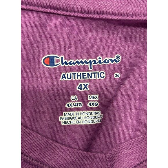 Champion Authentic V-Neck Jersey Short Sleeve Tee Purple Sz 4X Essential NWT - Picture 5 of 11